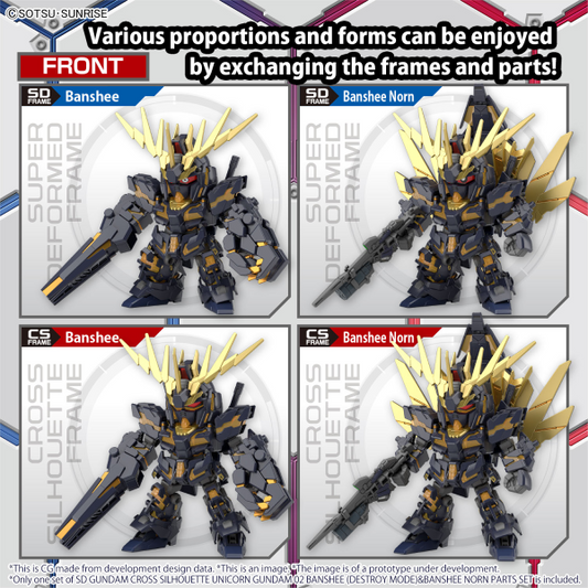 SD GUNDAM CROSS SILHOUETTE UNICORN GUNDAM 02 BANSHEE (DESTROY MODE) & BANSHEE NORN PARTS SET